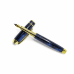 Fountain Pen Hand crafted Unique Blue body 23k Gold plated nib